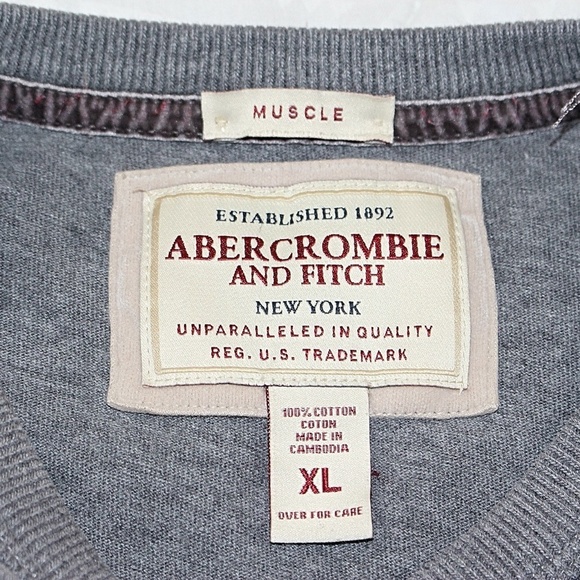 Abercrombie & Fitch Men's Muscle Tee, Heavyweight, Grey - XL - Picture 3 of 7